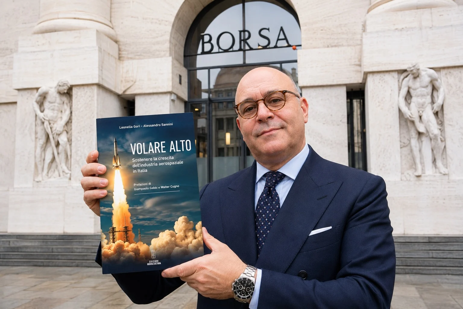 Alessandro Sannini with the book Volare Alto