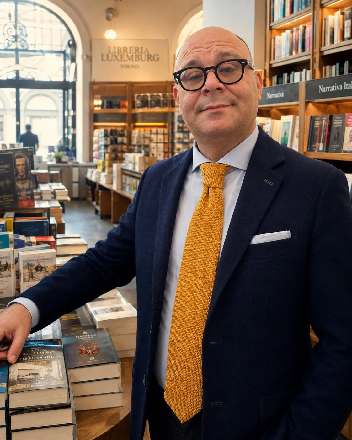 Alessandro Sannini in a bookshop